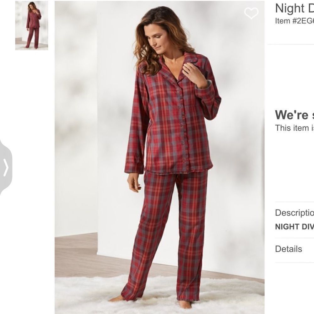 SOFT SURROUNDINGS NIGHT DIVINE FLANNEL PAJAMAS IN RED PLAID